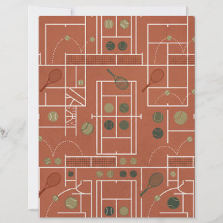 Retro Clay Court Tennis Geometric Scrapbook Paper