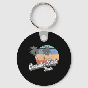 Retro Clearwater Beach Florida Fl Vintage Beach Su Key Ring