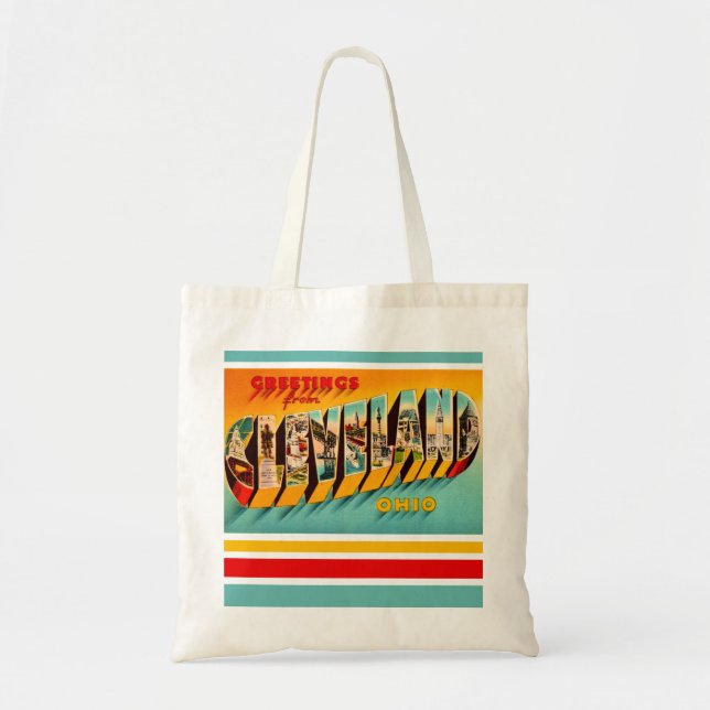 Retro Cleveland Ohio Postcard Tote Bag (Front)