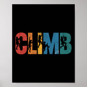 Retro Climb Rock Climbing Cool Free Climbers Poster