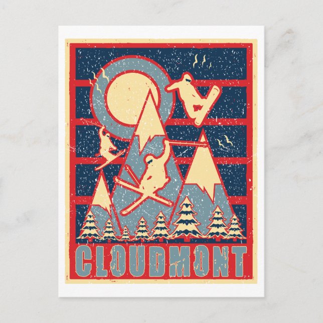 Retro Cloudmont Ski 80s Postcard (Front)