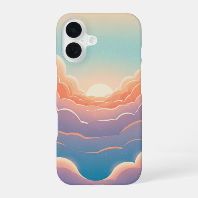 Retro Cloudy Horizon iPhone 16 Case (Back)