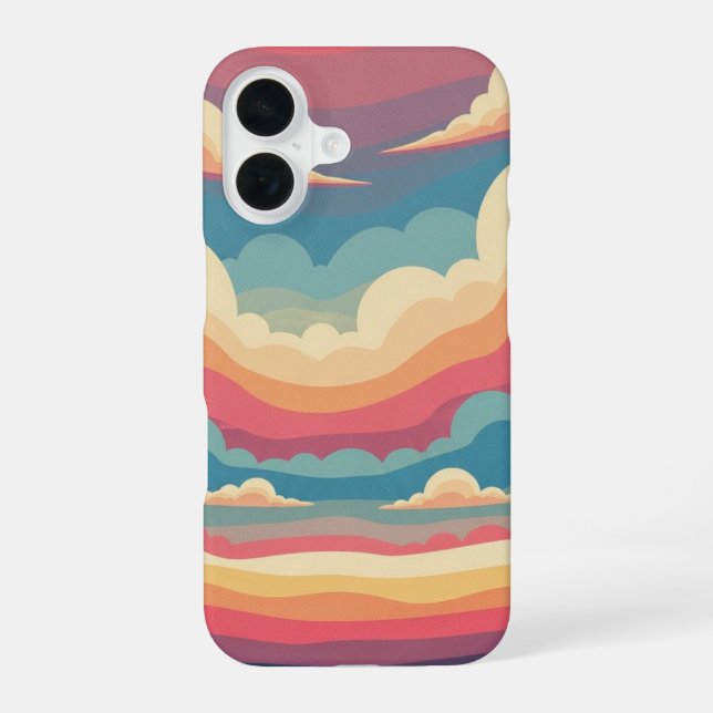 Retro Cloudy Horizon iPhone 16 Case (Back)