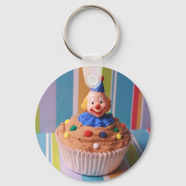 Retro Clown Cupcake Key Ring (Front)