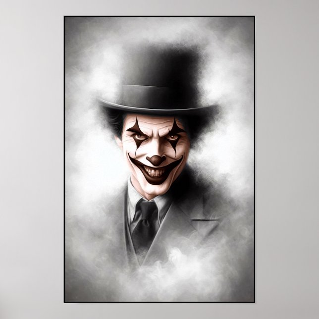 Retro Clown Portrait With Hat Poster (Front)