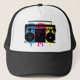 Retro CMYK Boombox Grafitti Spray Paint Design Trucker Hat