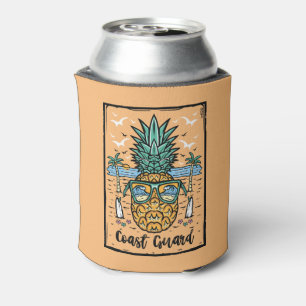 Retro Coast Guard Beach artwork in both sides Can Cooler