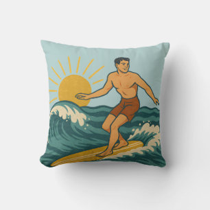 Retro Coastal Cali Surfer Reversible Surfboard Cushion