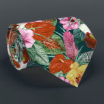 Retro Coastal Paradise Blooms Tie<br><div class="desc">Stylish retro watercolor coastal floral men's necktie. Delightful blend of orchids,  lilies,  tropical leaves,  and bromeliads by Australain artist Jo Story of Sketchbook Designs. Elevate your look with vintage colours and artistic charm. Perfect for weddings,  corporate and office wear.</div>