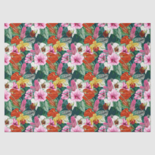 Retro Coastal Paradise Blooms Tissue Paper