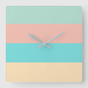 Retro Coastal Stripes Square Wall Clock