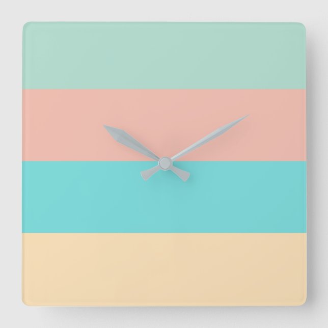 Retro Coastal Stripes Square Wall Clock (Front)