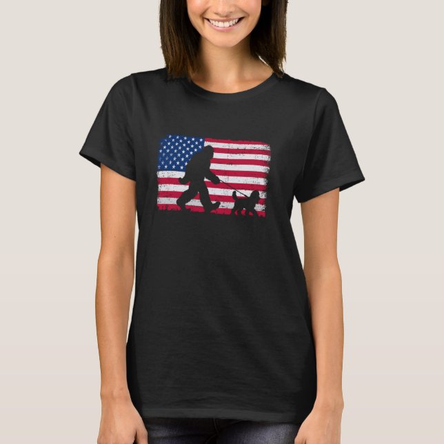 Retro Cockapoo 4th of July US American Flag Patrio T-Shirt (Front)