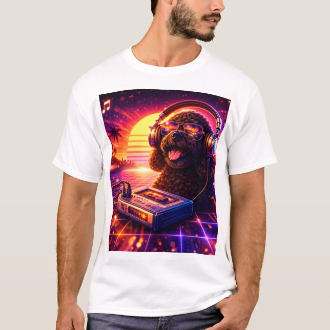 Retro Cockapoo Music T Shirt 80s Esthetic (Front)