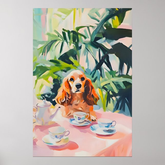Retro Cocker Spaniel Poster, Cocker Spaniel Oil Poster (Front)