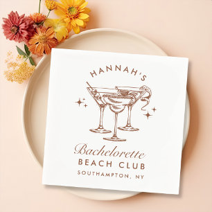 Retro Cocktail Bachelorette Brown Paper Napkins