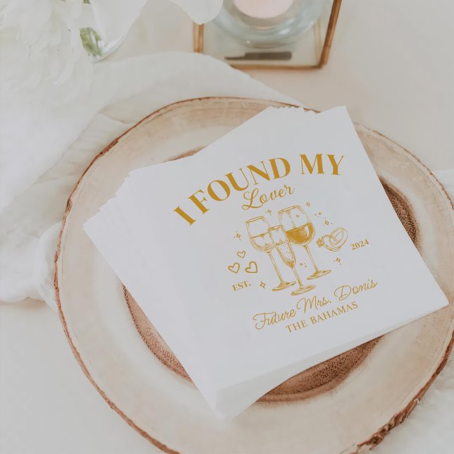Retro Cocktail Bachelorette Gold Paper Napkin (Creator Uploaded)