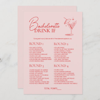 Retro Cocktail Bachelorette Party Game Drink If Invitation
