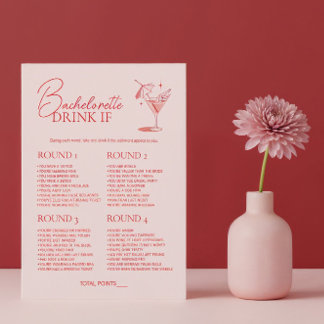 Retro Cocktail Bachelorette Party Game Drink If  Invitation