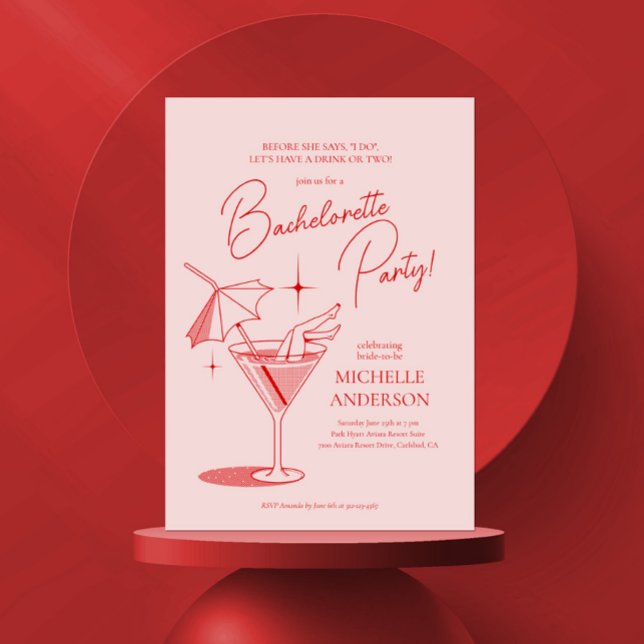 Retro Cocktail Bachelorette Party Invitation (Creator Uploaded)