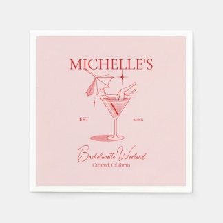 Retro Cocktail Bachelorette Party Napkin