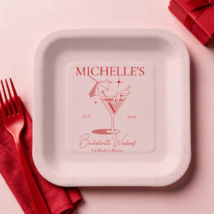 Retro Cocktail Bachelorette Party Paper Plate
