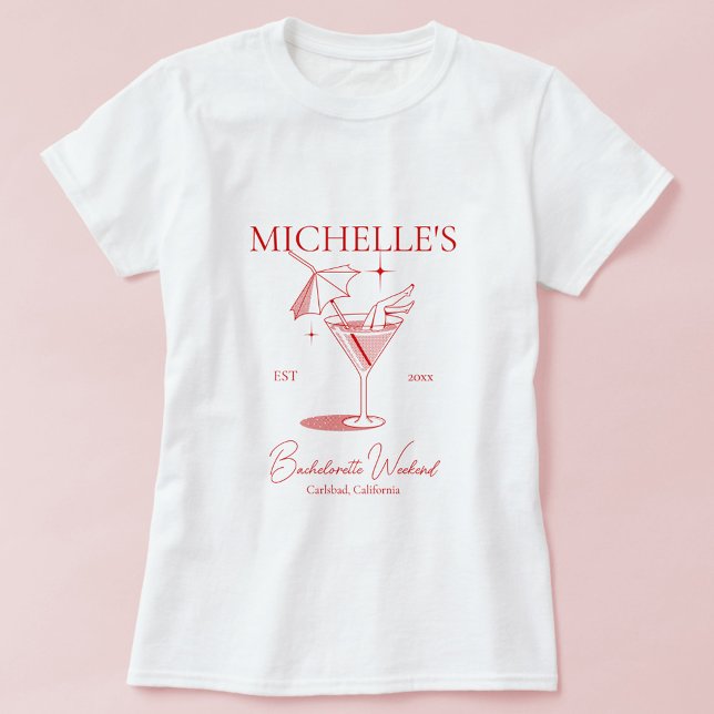 Retro Cocktail Bachelorette Party T-Shirt (Creator Uploaded)