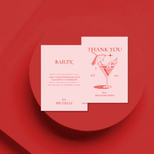 Retro Cocktail Bachelorette Party Thank You Card