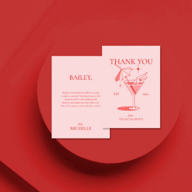 Retro Cocktail Bachelorette Party Thank You Card (Creator Uploaded)