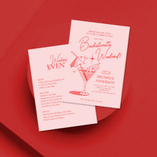 Retro Cocktail Bachelorette Weekend Itinerary Invitation