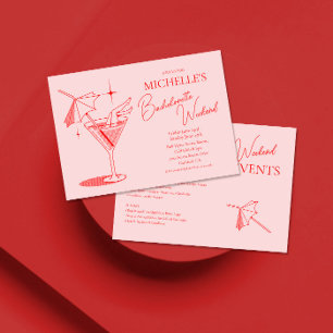 Retro Cocktail Bachelorette Weekend Itinerary Invitation