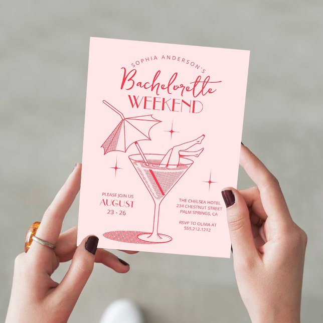 Retro Cocktail Bachelorette Weekend Itinerary Invitation (Creator Uploaded)