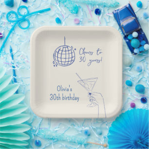 Retro Cocktail Birthday Party fancy Paper Plate