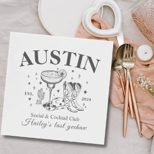Retro Cocktail Cowboy Bachelorette Party  Napkin