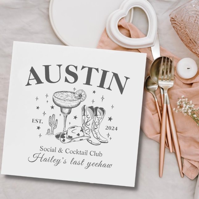 Retro Cocktail Cowboy Bachelorette Party  Napkin (Creator Uploaded)