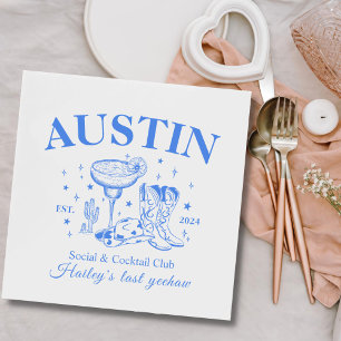 Retro Cocktail Cowboy Blue Bachelorette Party Napkin