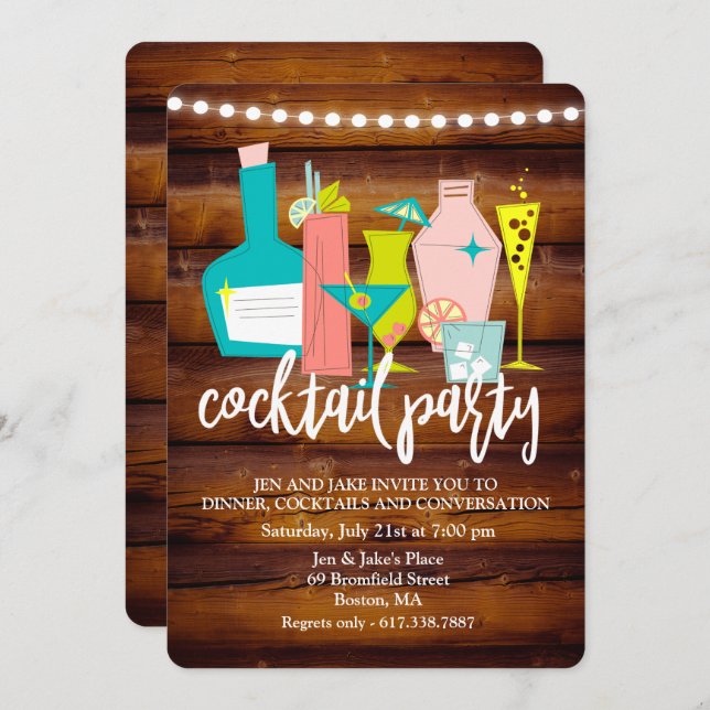 Retro Cocktail Drinks Cocktail Party Invitation (Front/Back)