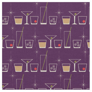 Retro Cocktail Glass Cute Vintage Mod 1950's Fabric