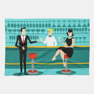 Retro Cocktail Lounge Kitchen Towel