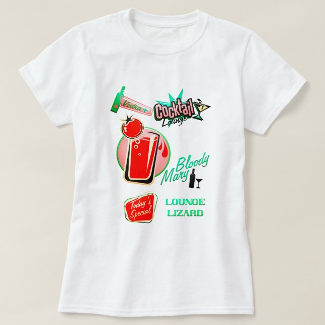 Retro cocktail lounge lizard bloody mary bar T-Shirt (Design Front)