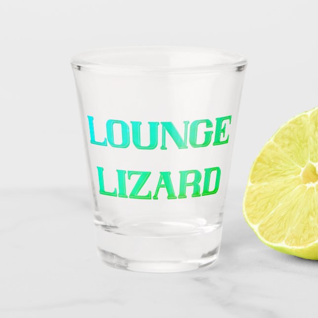 Retro cocktail lounge lizard liquor bar club  shot glass (Front)