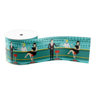 Retro Cocktail Lounge Ribbon Grosgrain Ribbon