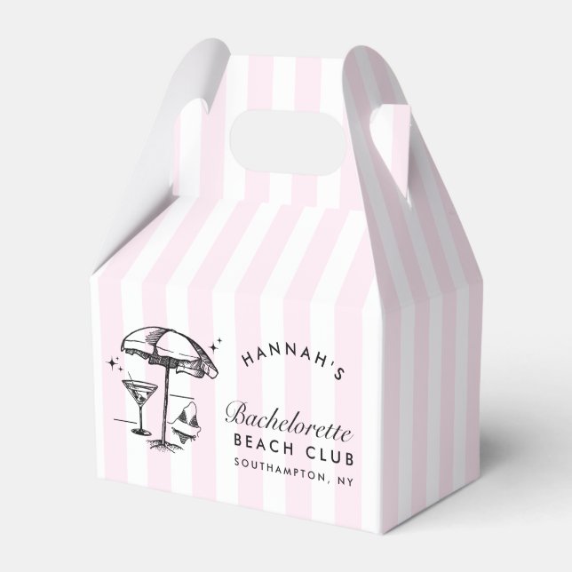 Retro Cocktail Modern Bachelorette Black & Pink Favour Box (Front Side)