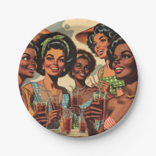 Retro Cocktail Party Girls Paper Plate