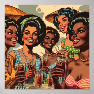 Retro Cocktail Party Girls Poster