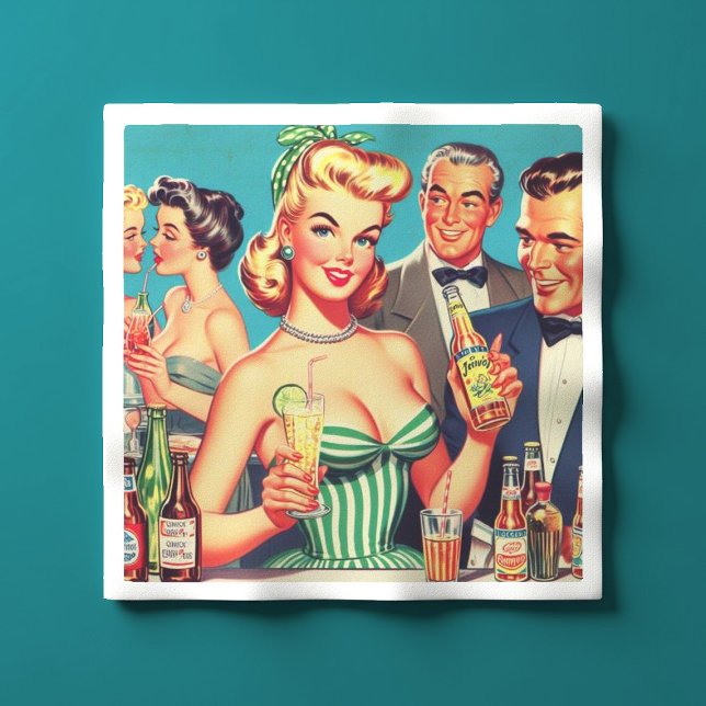 Retro Cocktail Party Illustration Napkin (Creator Uploaded)