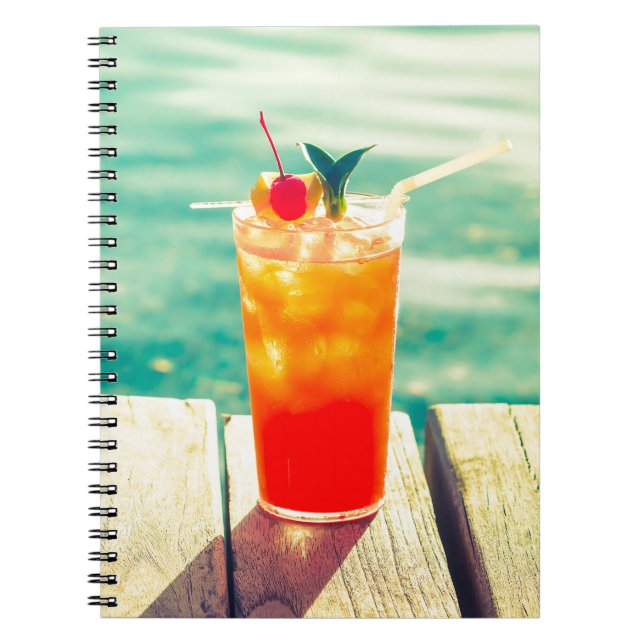 Retro cocktail sunset pool bar notebook (Front)
