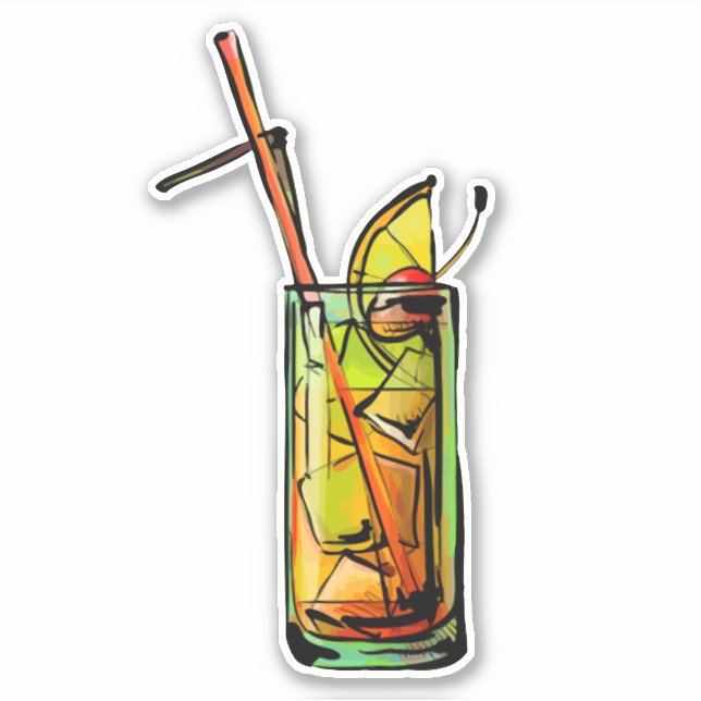 Retro Cocktail Vibes Sticker (Front)