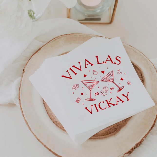 Retro Cocktails Bachelorette Party Red Paper Napkin (Creator Uploaded)