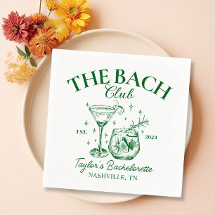 Retro Cocktails Green Bachelorette Party Napkin